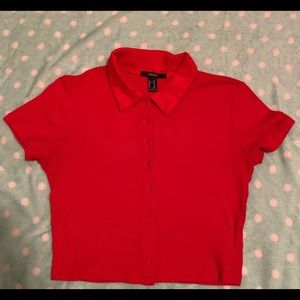 RED CROP BUTTON UP TOP FOR SALE